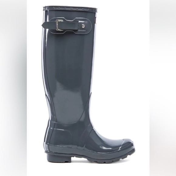 Hunter Original Tall Gloss Rainboots in Feather (Pale Grey), sz US 8, EU 39 - Picture 2 of 13